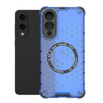 Per Samsung Galaxy S25 Edge 5G Custodia antiurto con anello magnetico a nido d'ape (blu)