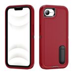 Per iPhone 16e Custodia per telefono in silicone + PC robusto con supporto (rosso+nero)