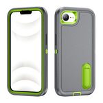 Per iPhone 16e Custodia per telefono in silicone + PC resistente con supporto (grigio + verde fresco)
