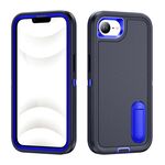 Per iPhone 16e Custodia per telefono in silicone + PC resistente con supporto (blu scuro + blu reale)