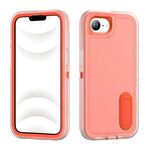 Per iPhone 16e Custodia per telefono in silicone + PC resistente con supporto (trasparente + arancione)