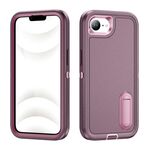 Per iPhone 16e Custodia per telefono in silicone + PC resistente con supporto (viola+rosa)