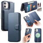Per iPhone 12 / 12 Pro CaseNeo Finger Grip Strap MagSafe Custodia in pelle per telefono (blu)