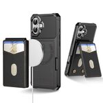 Per iPhone 16 Plus 2 in 1 Custodia magnetica MagSafe in pelle con retro per telefono (nero)