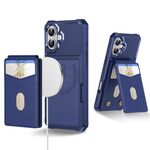 Per iPhone 16 Plus 2 in 1 Custodia magnetica MagSafe in pelle con retro per telefono (blu)