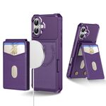 Per iPhone 16 Plus 2 in 1 Custodia magnetica MagSafe in pelle con retro per telefono (viola)