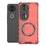 Per vivo V50 5G Custodia antiurto per telefono con anello magnetico a nido d'ape globale (rosso)