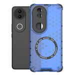 Per vivo V50 5G Custodia antiurto per telefono con anello magnetico a nido d'ape globale (blu)