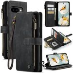 Per Google Pixel 9a CaseMe C30 Custodia per telefono in pelle con cerniera e slot per schede (nero)