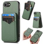 Per iPhone 16e Custodia per telefono con cerniera verticale in fibra di carbonio MagSafe (verde)