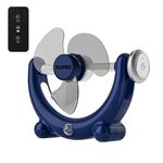 Ventilatore multifunzionale con luce, suono, grande potenza eolica, con luce, montaggio a parete, lunga durata, piccolo ventilatore da soffitto, colore: telecomando, blu