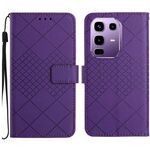 Per Infinix Note 50 Pro 4G / Note 50 4G Custodia per telefono in pelle con trama a griglia rombica (viola)