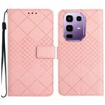 Custodia in pelle con trama a griglia rombica per Infinix Note 50 Pro 4G / Note 50 4G (rosa)