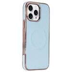 Per iPhone 11 Pro Max Custodia per telefono MagSafe in pelle con adesivo laterale morbido galvanizzato (azzurro cielo)