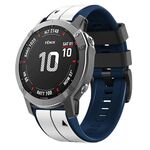 Per Garmin QuickFit 22mm Kalebol Cinturino in silicone bicolore con perno (bianco blu)