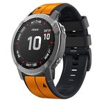 Per Garmin QuickFit 22mm Kalebol Cinturino in silicone bicolore con perno (arancione nero)