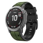 Per Garmin QuickFit 22mm Kalebol Cinturino in silicone bicolore con perno (verde militare nero)