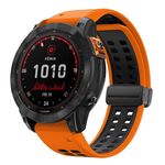 Per Garmin QuickFit 26mm Kalebol Cinturino magnetico in silicone bicolore (arancione nero)