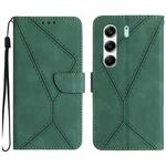 Custodia in pelle goffrata con cuciture per Tecno Camon 40 4G (verde)