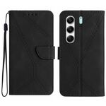 Custodia in pelle goffrata con cuciture per Tecno Camon 40 4G (nera)