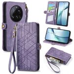 Per Xiaomi 15 Ultra Geometric Zipper Wallet Custodia in pelle con fibbia laterale (viola)
