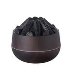 Umidificatore USB con luce notturna ambientale a fuoco di carbone simulato, grande umidificatore a fiamma nebulizzata (venatura del legno scuro)
