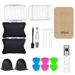 Set di accessori per friggitrice ad aria 20 in 1, rivestimento per stampo per friggitrice ad aria, griglia per forno riutilizzabile, griglia per cottura al forno