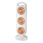 Semplice design a tripla turbina Ventilatore Grande Ventola da tavolo USB Ricaricabile Portatile Casa Esterno Dormitorio Ventilatore (Bianco-arancione)
