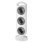 Semplice ventilatore a tripla turbina con design grande, ventilatore da tavolo con ricarica USB, portatile, per la casa e l'esterno, per dormitori (bianco-nero)