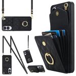 Per Samsung Galaxy S25 Edge 5G Custodia per telefono con trama rombica e cordino lungo (nero)