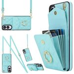 Per Samsung Galaxy S25 Edge 5G Custodia per telefono con trama rombica e cordino lungo (verde menta)