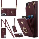 Per Samsung Galaxy S25 Edge 5G Custodia per telefono con trama rombica e cordino lungo (rosso vino)