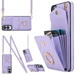 Per Samsung Galaxy S25 Edge 5G Custodia per telefono con trama rombica e cordino lungo (viola chiaro)