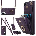 Per Samsung Galaxy S25 Edge 5G Custodia per telefono con trama rombica e cordino lungo (viola scuro)