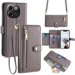 Per Tecno Pova 6 Neo 5G Sheep Texture Portafoglio con cerniera in pelle Custodia per telefono (grigio)