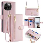 Per Tecno Pova 6 Neo 5G Sheep Texture Portafoglio a tracolla con cerniera in pelle Custodia per telefono (rosa)