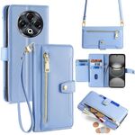 Per Tecno Spark 30 4G Sheep Texture Portafoglio a tracolla con cerniera in pelle Custodia per telefono (blu)