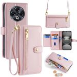 Per Tecno Spark 30 4G Custodia per telefono in pelle con cerniera a tracolla con texture di pecora (rosa)