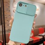 Per iPhone 16e Custodia per telefono in silicone liquido TPU con protezione per fotocamera scorrevole (blu ghiaccio)