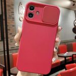 Per iPhone 16 Plus Custodia per telefono in silicone liquido TPU con protezione per fotocamera scorrevole (rosso)