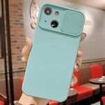 Per iPhone 13 Custodia per telefono in silicone liquido TPU con protezione per fotocamera scorrevole (blu ghiaccio)