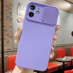 Per iPhone 12 Custodia per telefono in TPU in silicone liquido con protezione per fotocamera scorrevole (viola lavanda)