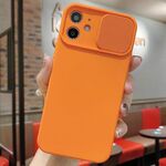 Per iPhone 12 mini Custodia per telefono in silicone liquido TPU con protezione per fotocamera scorrevole (arancione)