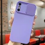 Per iPhone XS Max Custodia per telefono in silicone liquido TPU con protezione per fotocamera scorrevole (viola lavanda)