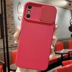 Per iPhone XS Max Custodia per telefono in silicone liquido TPU con protezione per fotocamera scorrevole (rosso)