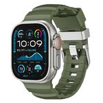 Per Apple Watch 46mm / 49mm / 45mm / 44mm Cinturino per orologio in fluorogomma con fibbia in titanio Field Path (verde)