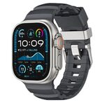 Per Apple Watch 46mm / 49mm / 45mm / 44mm Cinturino per orologio in fluorogomma con fibbia in titanio Field Path (nero)