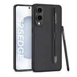Per Samsung Galaxy S25 Edge 5G GKK Custodia in pelle con vernice metallica e penna (nero)