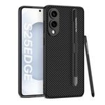 Per Samsung Galaxy S25 Edge 5G GKK Custodia in pelle effetto pelle con penna (fibra di carbonio nera)