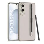 Per Samsung Galaxy S25 Edge 5G GKK Custodia in pelle con vernice metallica e penna (grigio titanio)
